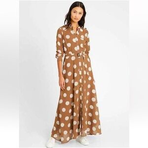 Banana Republic Heritage Sheer Maxi Shirtdress Brown Dots sz. 0 NWT